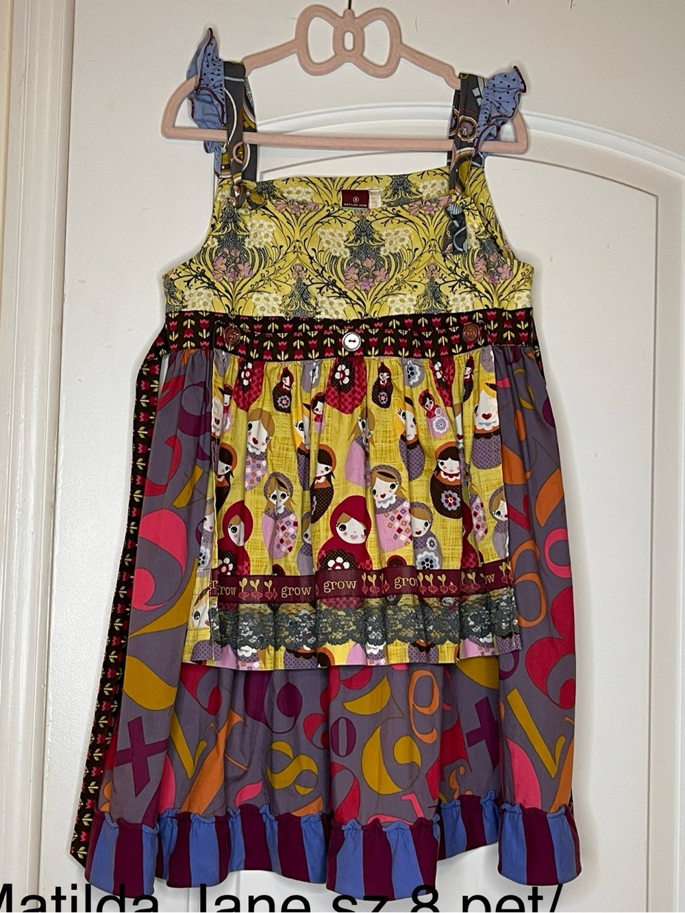 Matilda Jane Girls' Yellow and Purple Patchwork Sundress size 8